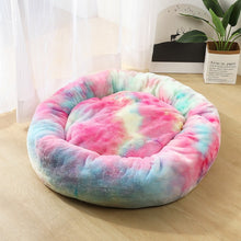 Load image into Gallery viewer, Best Cat Bed Winter Soft Comfortable Round Bed Colorful Rainbow Design Dog Bed House