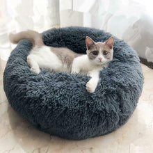 Load image into Gallery viewer, Round Plush Cat Bed House Soft Long Plush Cat Bed