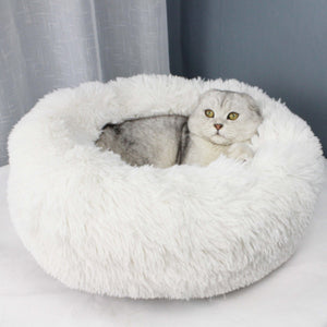 Round Long Plush Cat Bed Pet House