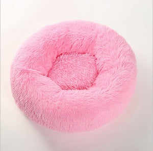 Round Long Plush Cat Bed Pet House