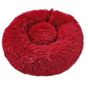 Round Long Plush Cat Bed Pet House