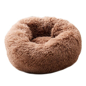 Round Long Plush Cat Bed Pet House