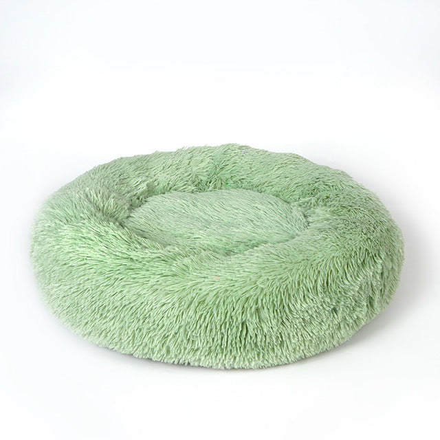 Round Long Plush Cat Bed Pet House